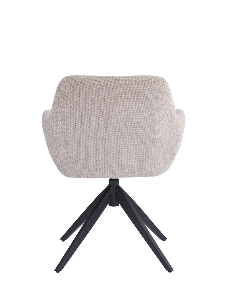 Chair upholstered in beige fabric with metal legs, 58 cm, 81.5 cm high