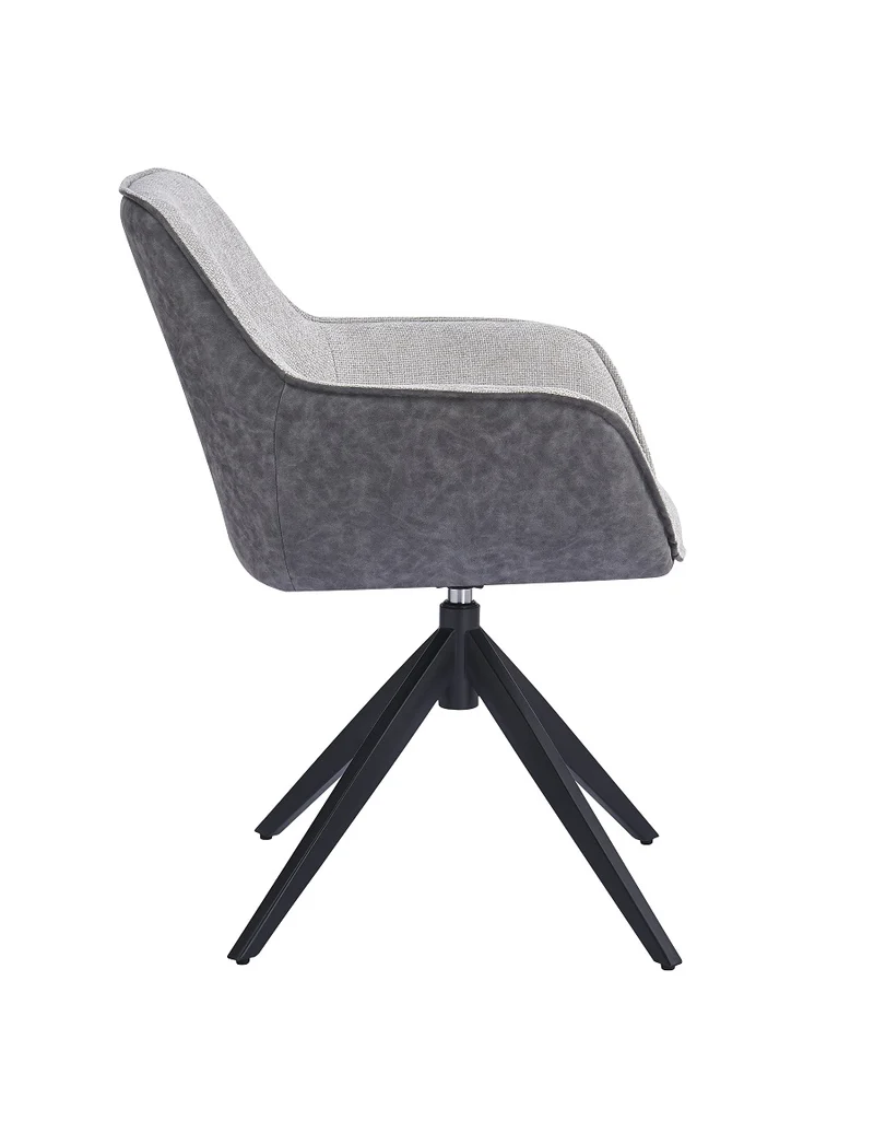 Chair upholstered in beige fabric with two-tone metal legs, 59.5 cm