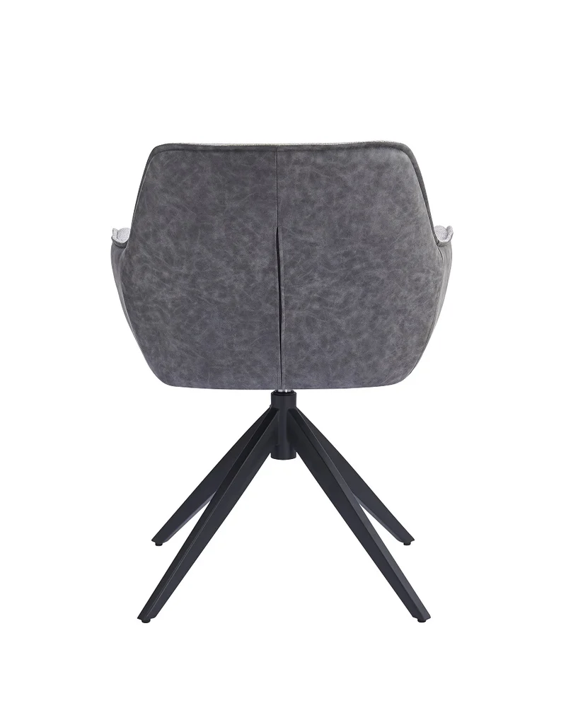 Chair upholstered in beige fabric with two-tone metal legs, 59.5 cm