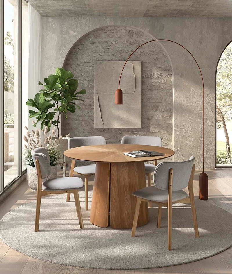 Chair upholstered in grey fabric