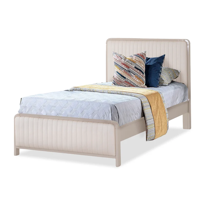 Combo Cama Sencillo Celeste Eurolino Perla, Greige + Colchón Siesta Orthopedic