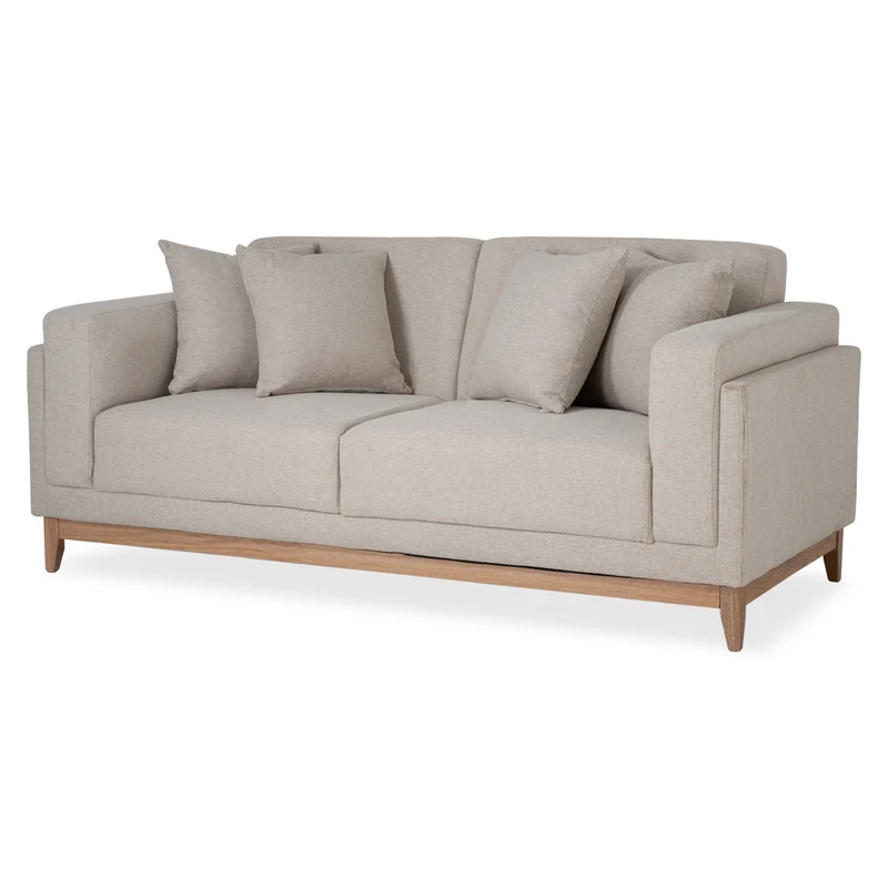 Sofá 2 Puestos Denise Lino Verona Beige, Natural