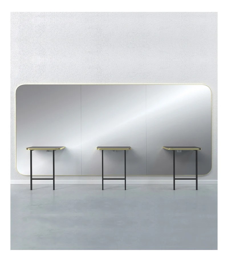 GammaStore Friseurspiegel MADISON GOLD INFINITE 3P (gold or black l. frame) with el. Sockets