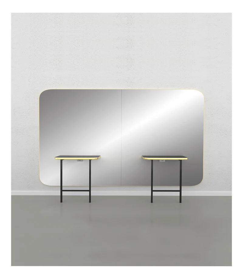 GammaStore Friseurspiegel MADISON GOLD INFINITE 2P (gold or black l. frame) with el. Sockets