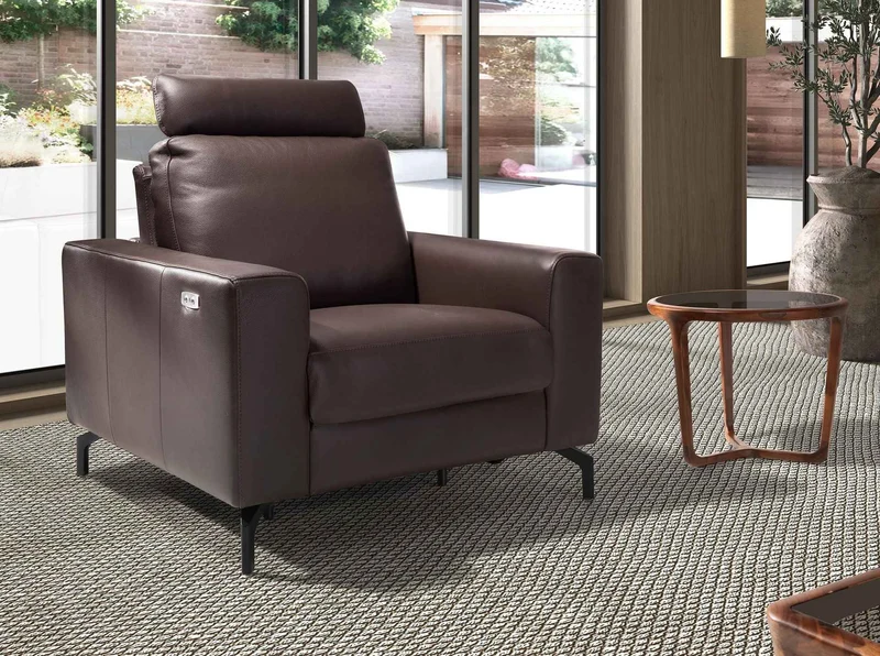 Chocolate brown leather recliner