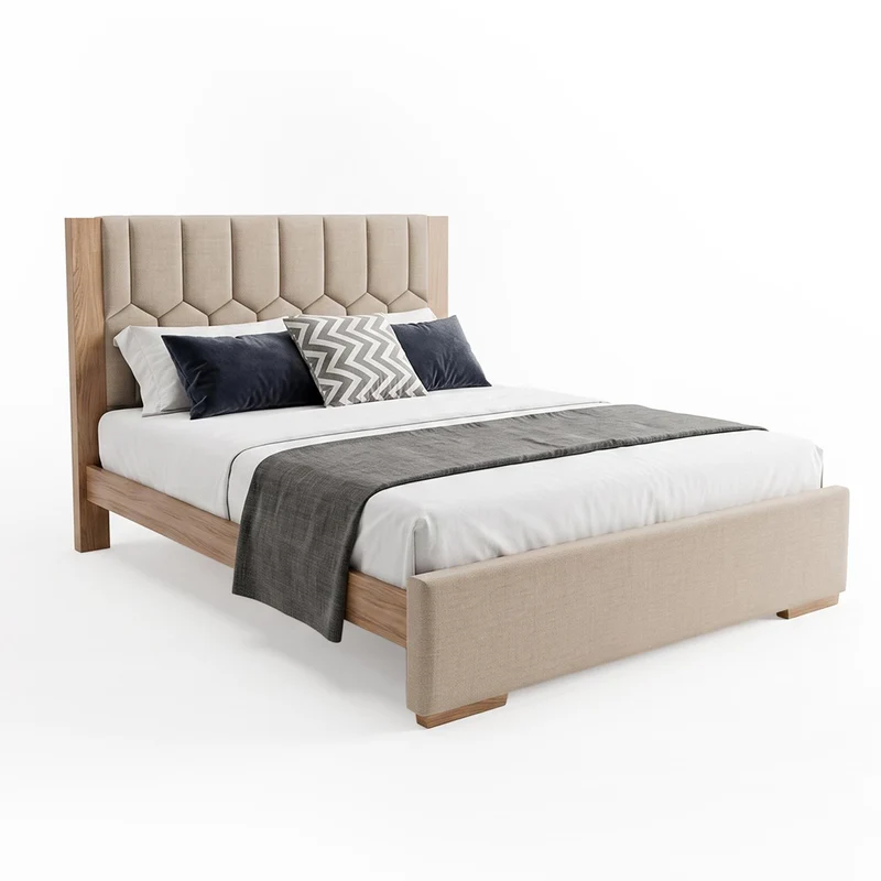 Cama Doble Orus Eurolino Marbella Marfil, Natural