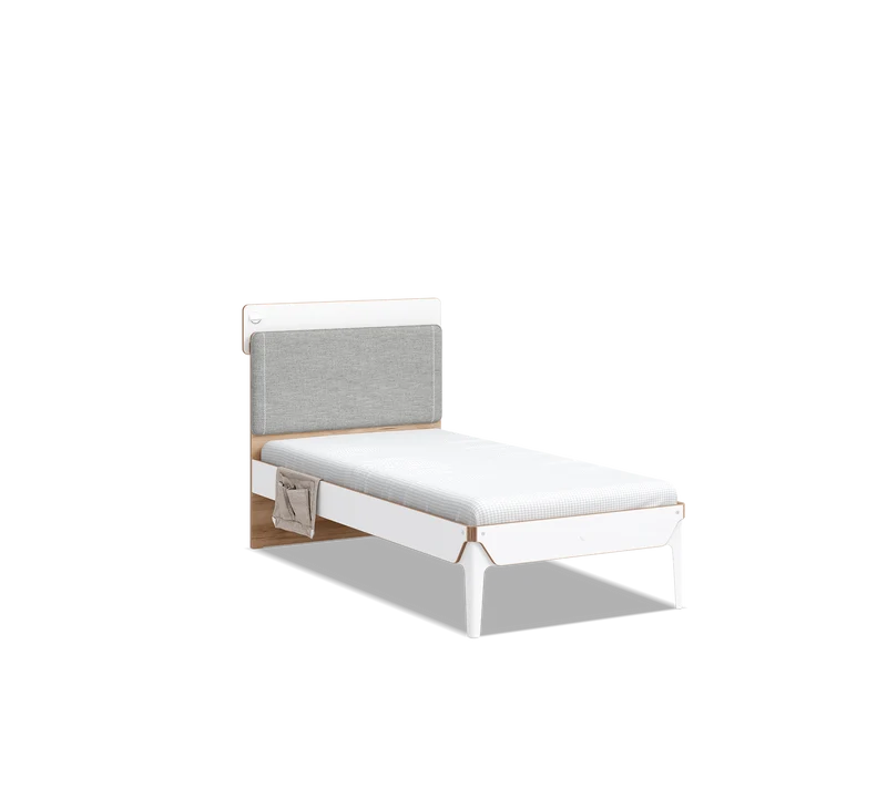 Letto Modera Modern 100x200 cm Con Ricarica USB, Testiera Morbida E Tasca Per Oggetti Personali