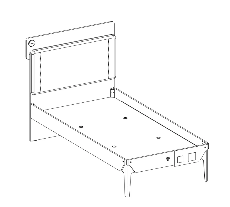Letto Modera Modern 100x200 cm Con Ricarica USB, Testiera Morbida E Tasca Per Oggetti Personali