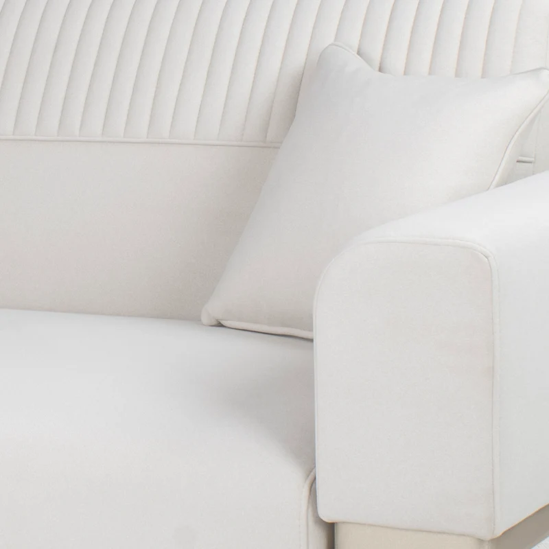 Sofá Cama Dhara Velvet Siena Marfil, Champaña 175 cm Brazo Desmontable