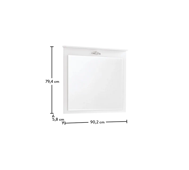 Specchio Per Bambini Elegante Romantica 90,2x79,4 Cm Con Motivo Bianco per Stanza Fiabesca
