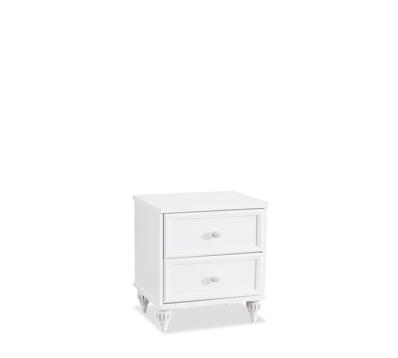 Comodino Per Camere Bambini Romantica Elegante Con 2 Cassetti, Dimensioni 50x56x41.7 cm