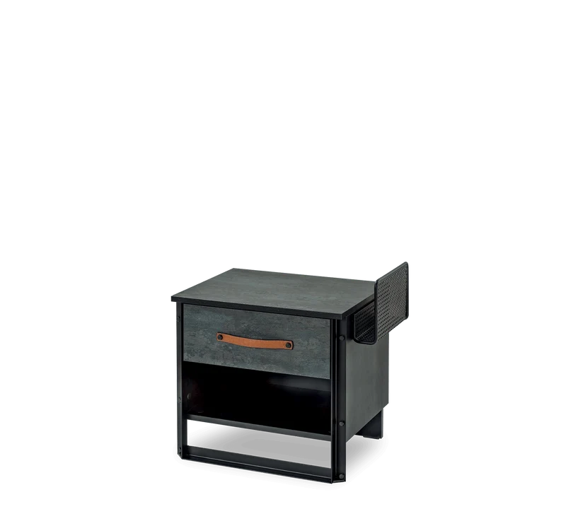 Comò Metallico Nero 54,6x52,5x40 Cm con Vano per Libri, Design Elegante e Funzionale