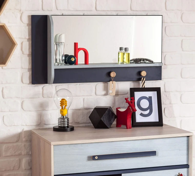 Specchio Da Parete Trio Con Mensola, Design Elegante 80x39 Cm, Versatile Orizzontale/Verticale