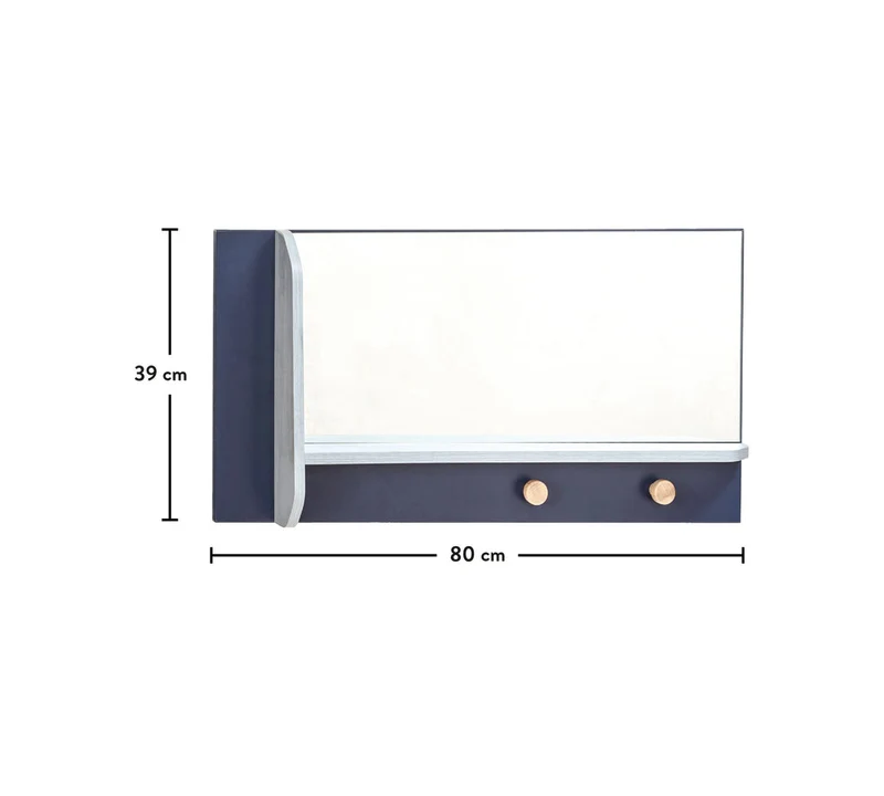 Specchio Da Parete Trio Con Mensola, Design Elegante 80x39 Cm, Versatile Orizzontale/Verticale