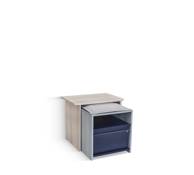 Comodino Moderno Trio con Tavolino Separabile, Design Funzionale per Spazi Giovani e Organizzati