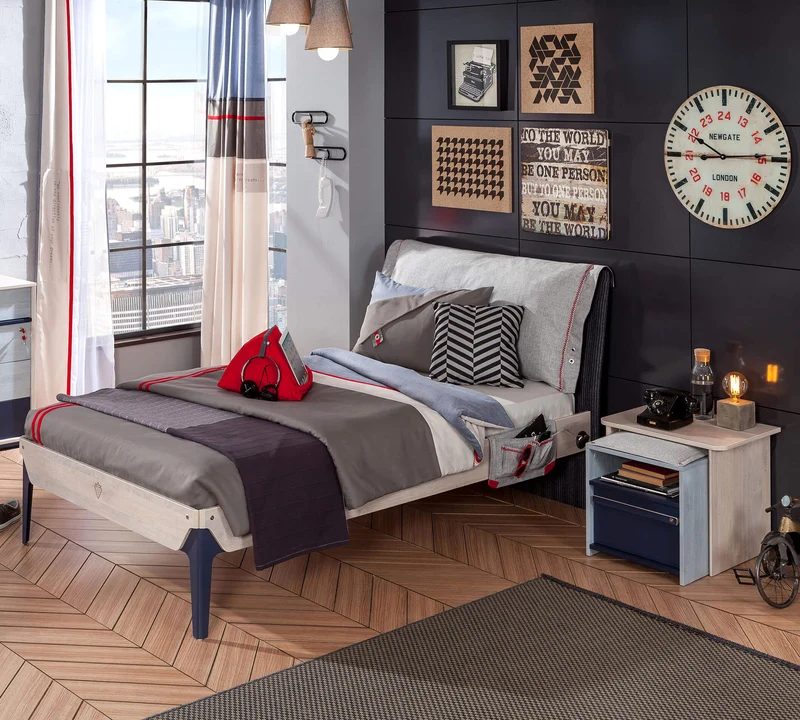 Comodino Moderno Trio con Tavolino Separabile, Design Funzionale per Spazi Giovani e Organizzati