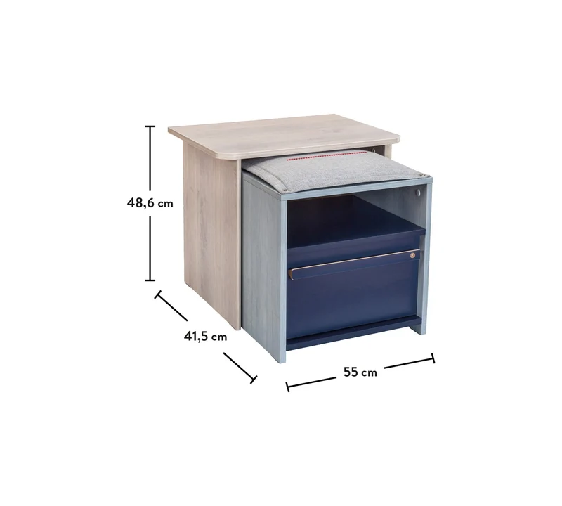 Comodino Moderno Trio con Tavolino Separabile, Design Funzionale per Spazi Giovani e Organizzati
