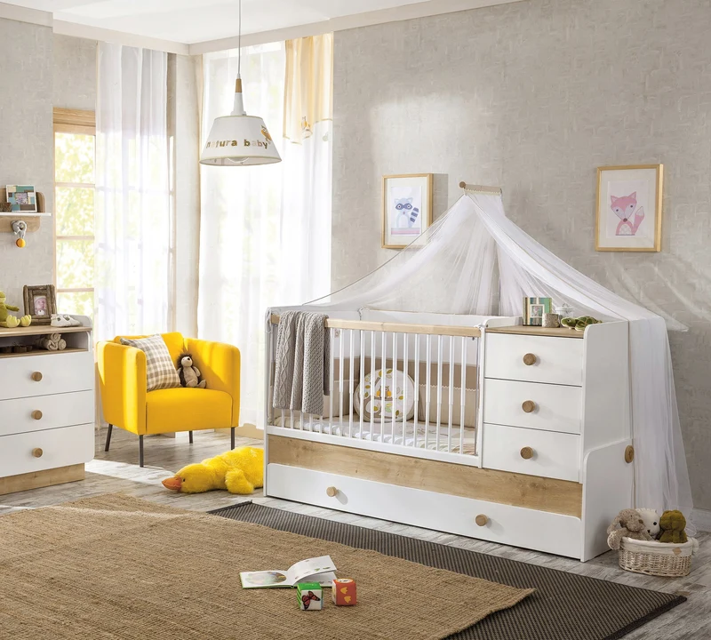 Lettino Trasformabile Baby Natura con Letto Estraibile (Design Evolutivo)