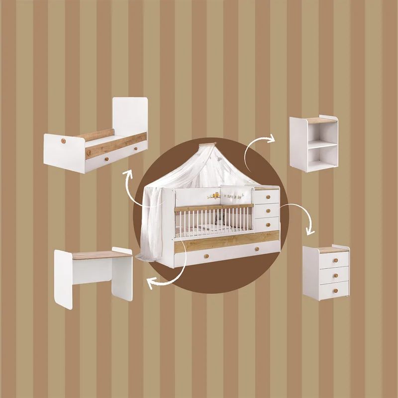 Lettino Trasformabile Baby Natura con Letto Estraibile (Design Evolutivo)