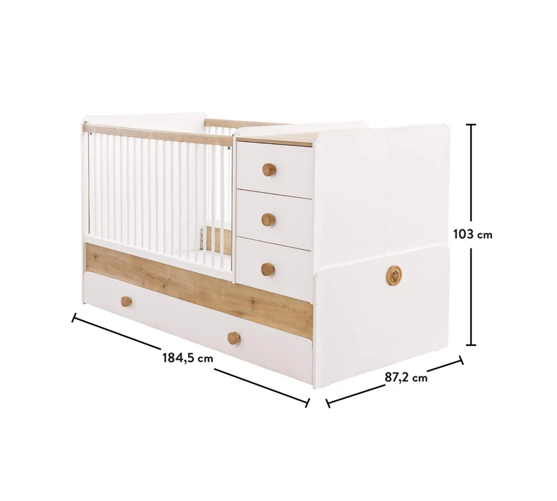 Lettino Trasformabile Baby Natura con Letto Estraibile (Design Evolutivo)