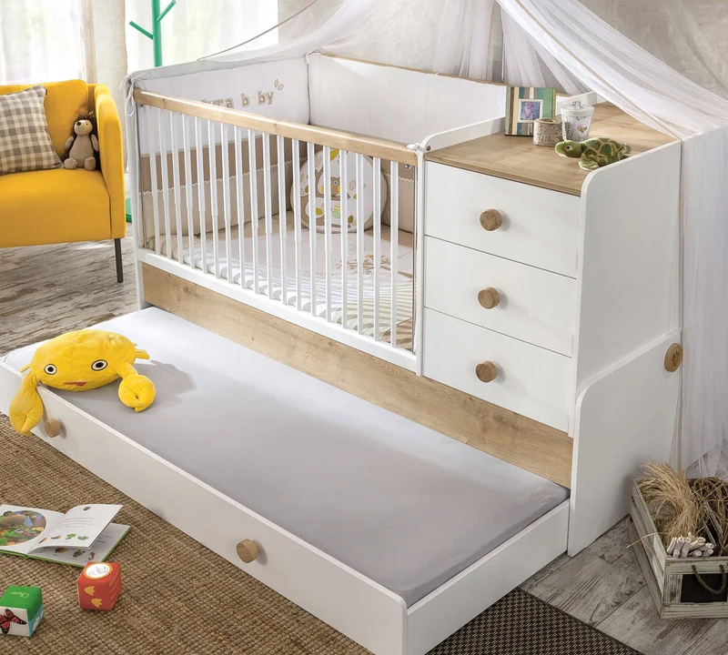 Lettino Trasformabile Baby Natura con Letto Estraibile (Design Evolutivo)