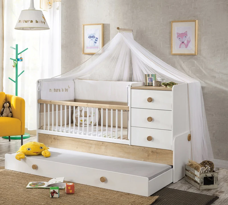 Lettino Trasformabile Baby Natura con Letto Estraibile (Design Evolutivo)