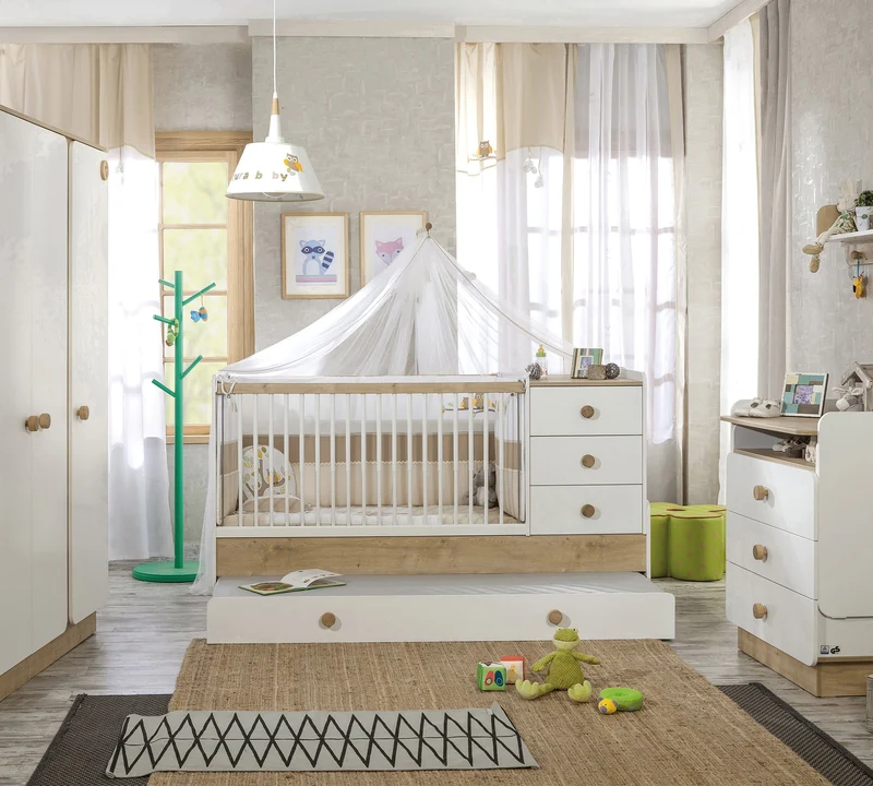 Lettino Trasformabile Baby Natura con Letto Estraibile (Design Evolutivo)
