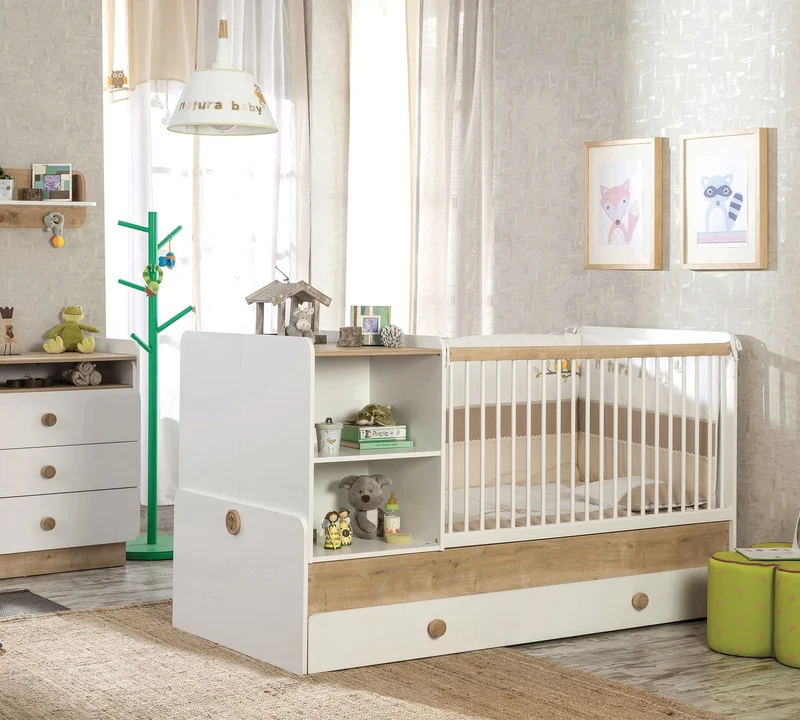 Lettino Trasformabile Baby Natura con Letto Estraibile (Design Evolutivo)