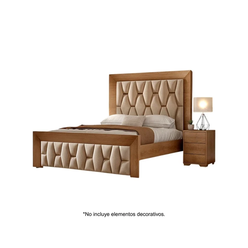 Cama Doble Mila Eurolino Beige, Natural