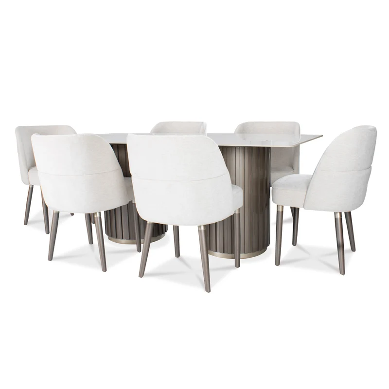 Comedor 6 Puestos Nicole Touch Almendra, Taupe Perla BPV