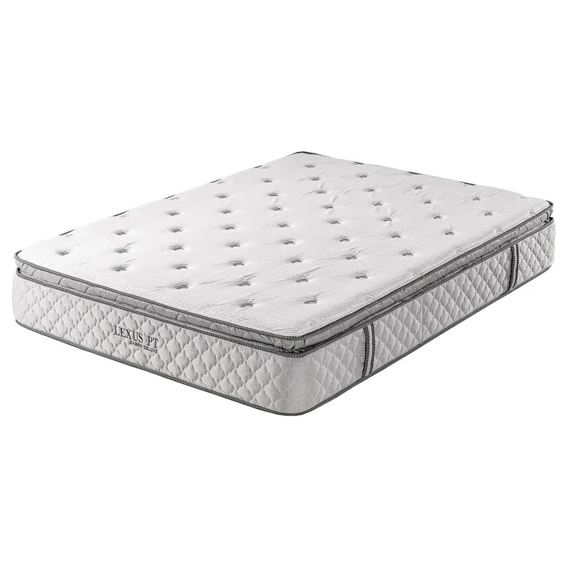 Combo Cama Queen Marriot Beige, Natural + Colchón Lexus Deluxe Pillow Top