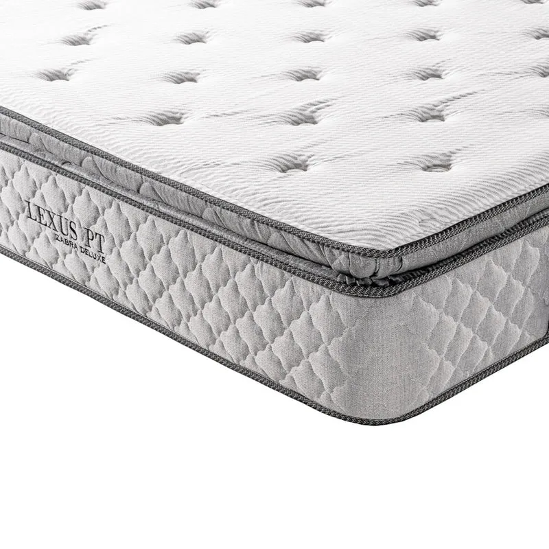 Combo Cama Queen Marriot Beige, Natural + Colchón Lexus Deluxe Pillow Top