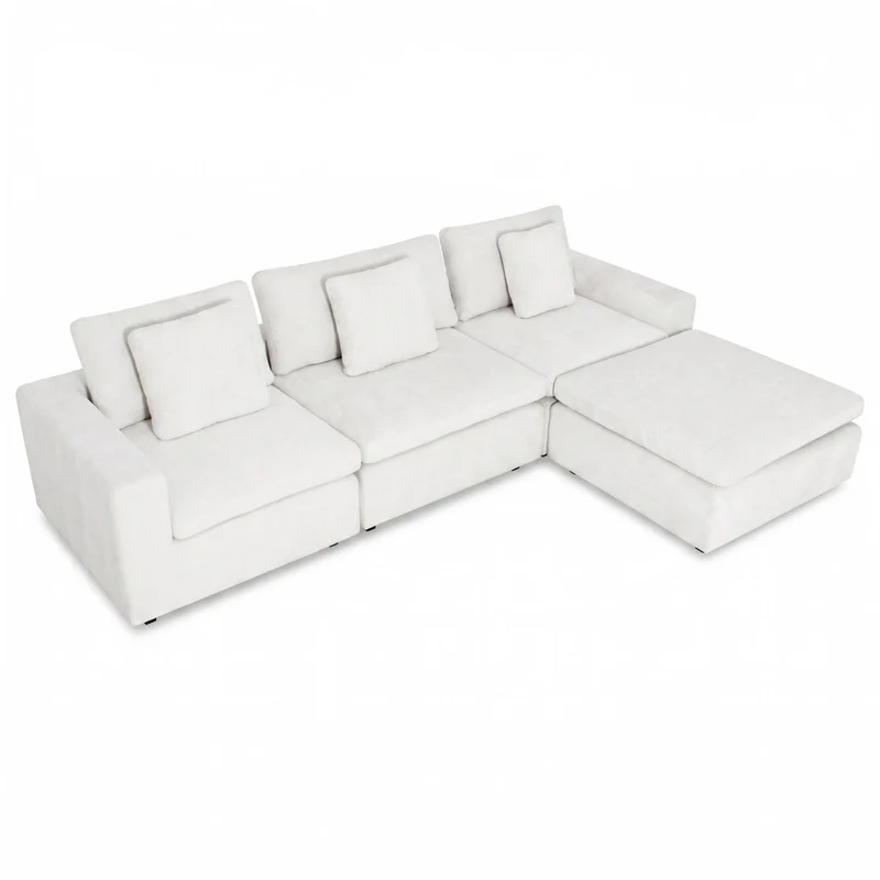 Juego De Sala Creta Chenille Touch Almendra 3 Mts