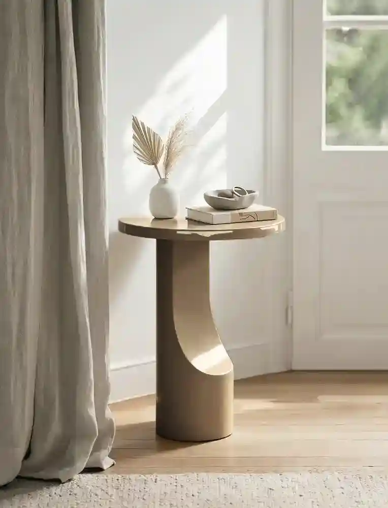 Alia beige side table in microcement