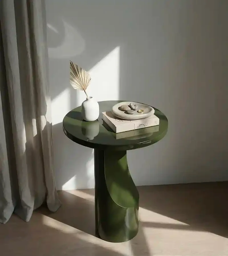 Alia green side table in microcement