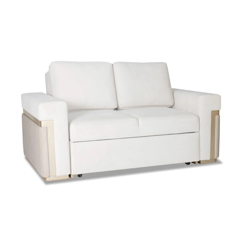 Sofá Cama Dante Eurolino Blanco Puro, Champaña 167 Cm Brazo Desmontable