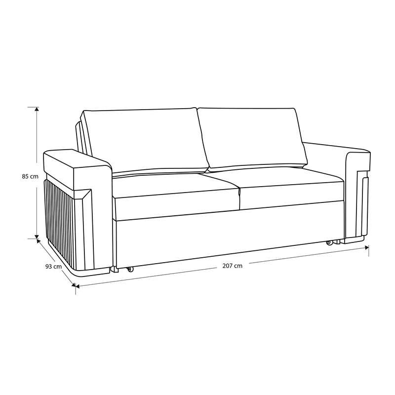 Sofá Cama Dante Velvet Siena Marfil, Champaña 2M Brazo Desmontable