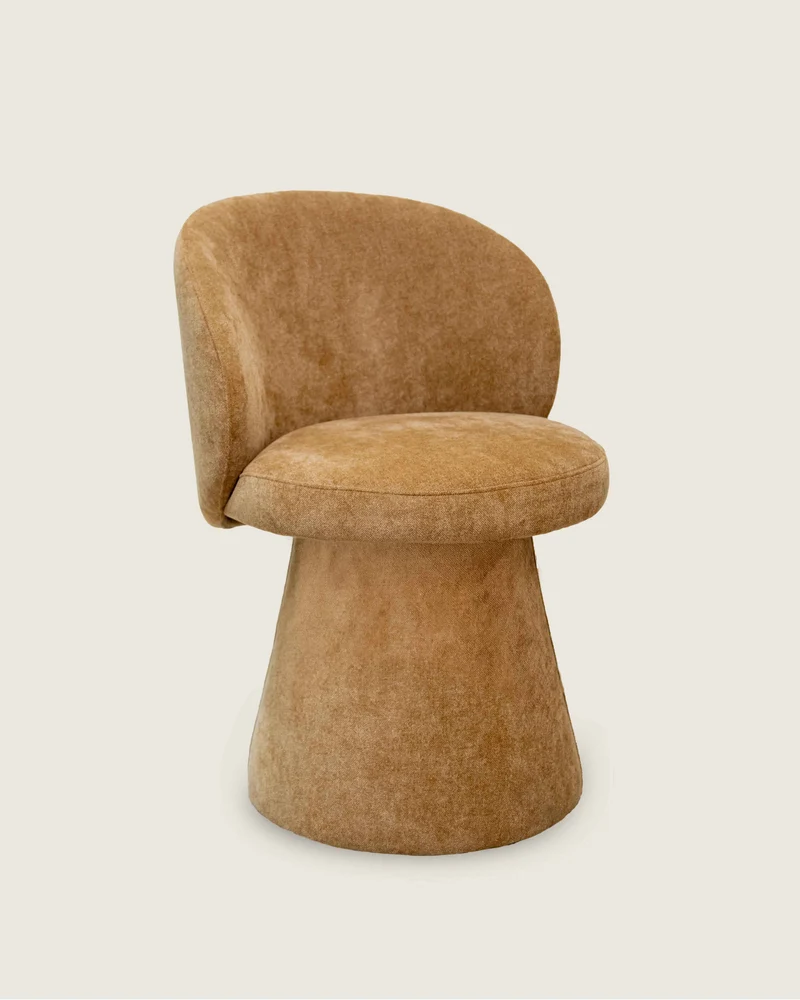 Aura chair in camel fabric upholstery