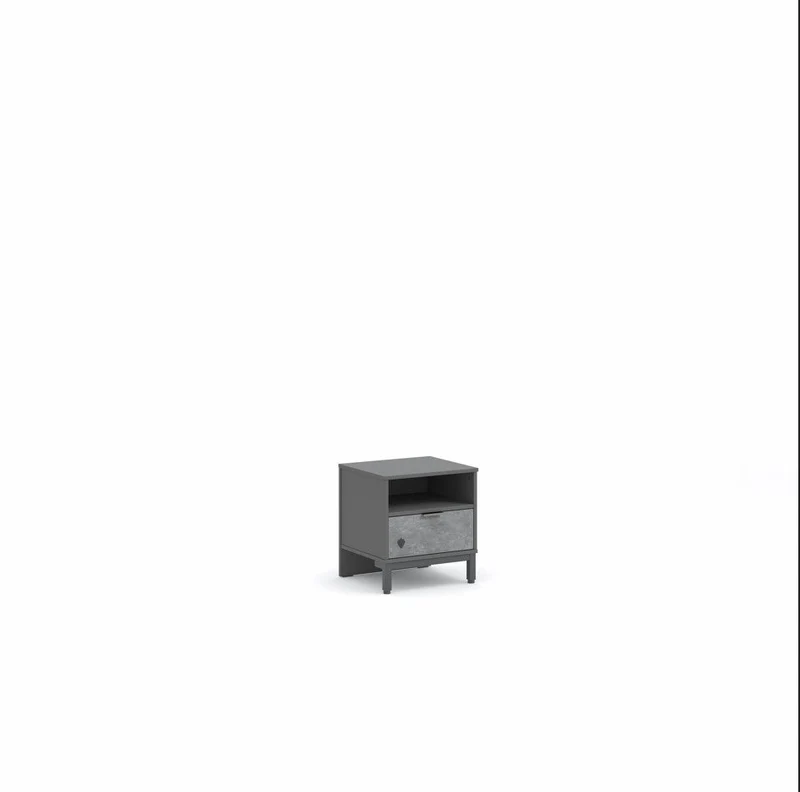 Comodino Space Gray Retro 47x50x41 cm Con Ripiano Superiore E Vano Portatile Design Elegante