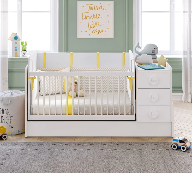 Lettino Trasformabile a Dondolo Baby Cotton (Diventa Scrivania e Comodino)