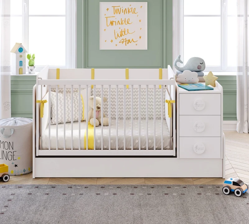 Lettino Trasformabile a Dondolo Baby Cotton (Diventa Scrivania e Comodino)