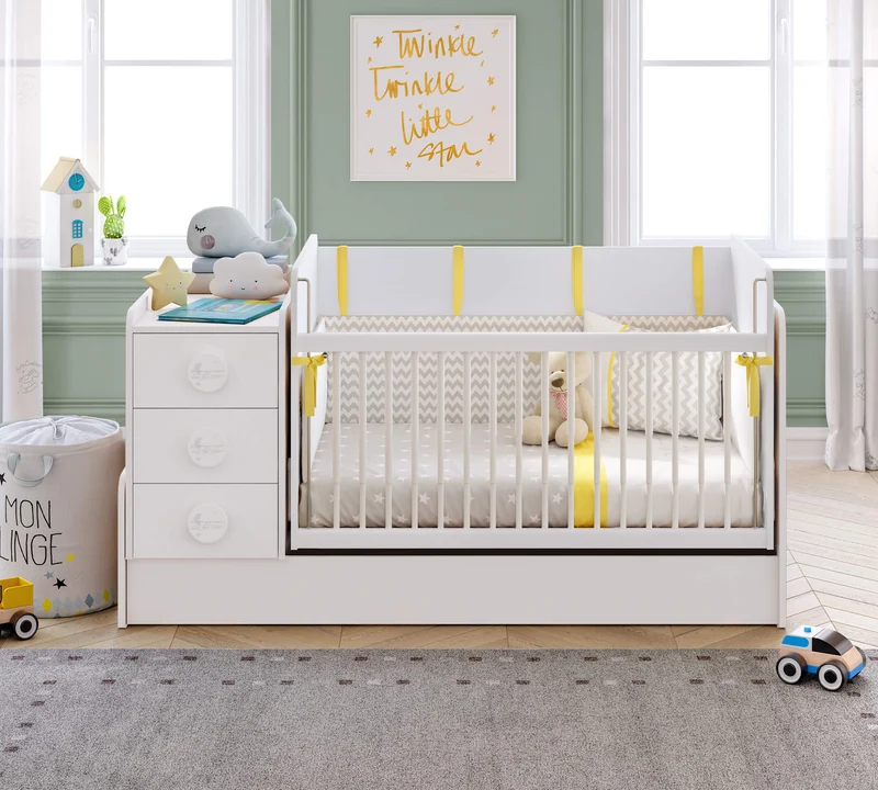 Lettino Trasformabile a Dondolo Baby Cotton (Diventa Scrivania e Comodino)