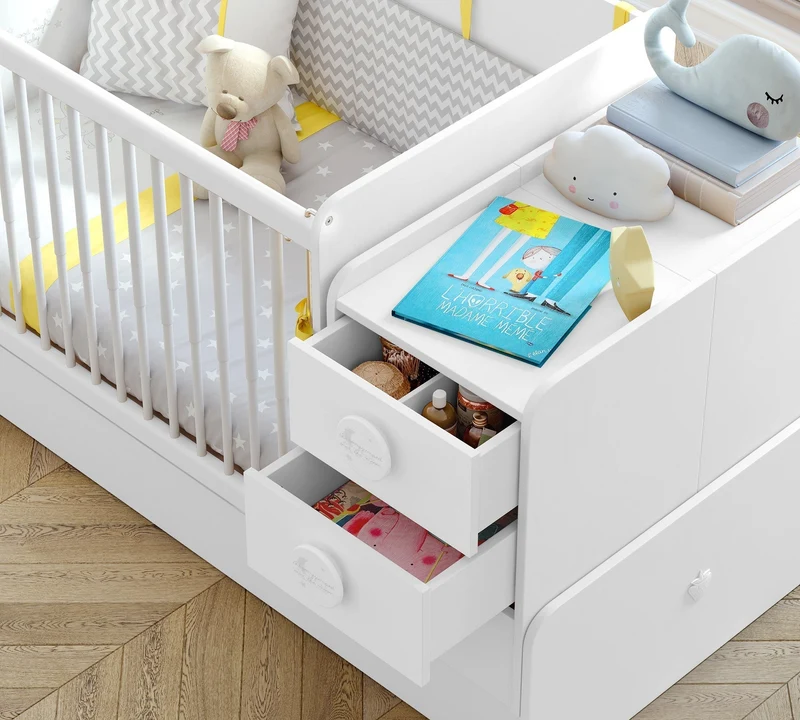 Lettino Trasformabile a Dondolo Baby Cotton (Diventa Scrivania e Comodino)