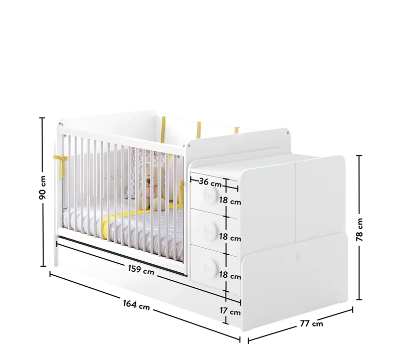 Lettino Trasformabile a Dondolo Baby Cotton (Diventa Scrivania e Comodino)