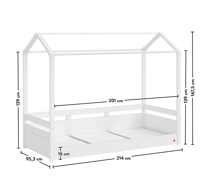 Lettino Ergonomico Montes Bianco Con Capottina Verde, Crema e Rosa - Dimensioni 95,3x167,5x213 cm