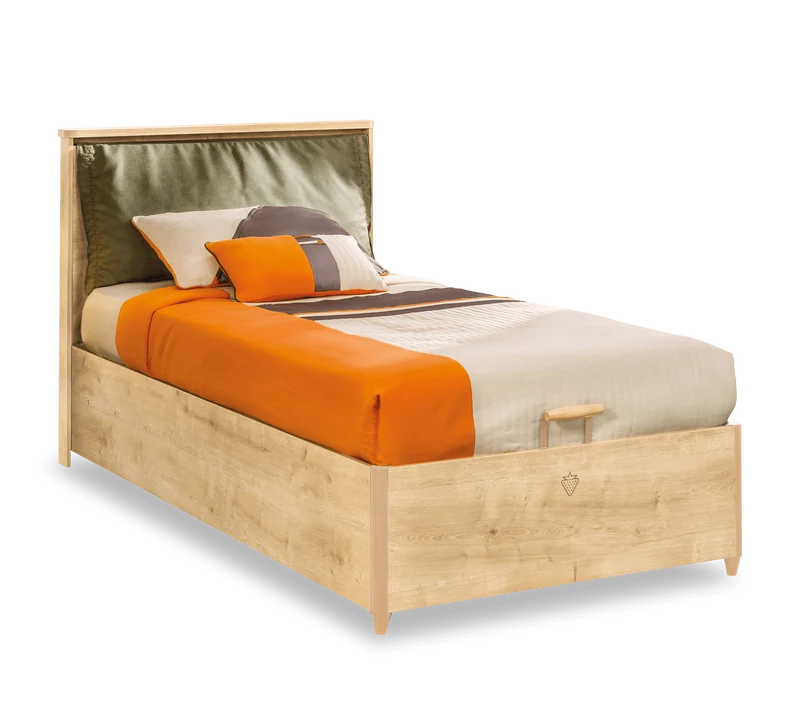 Letto Con Testiera Versatile 100x200 Cm, Chiusura Silenziosa e Sicura Con Blocco Extra