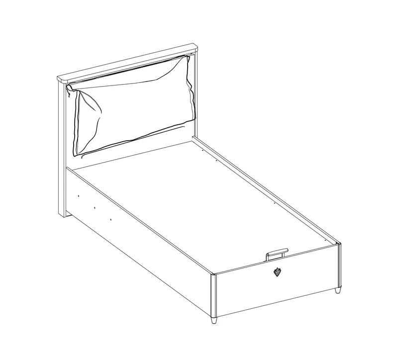 Letto Con Testiera Versatile 100x200 Cm, Chiusura Silenziosa e Sicura Con Blocco Extra