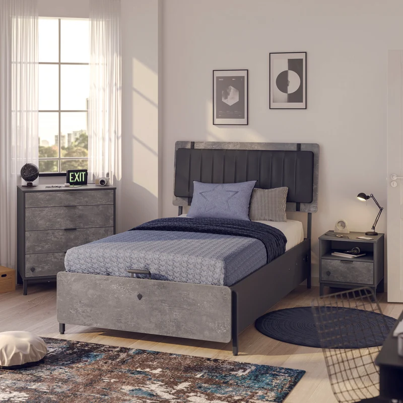 Letto Space Gray 100x200 cm e 120x200 cm Con USB e Design Moderno per Comfort e Stile Innovativo