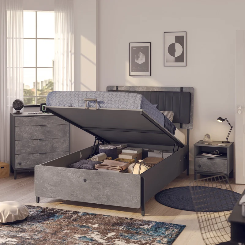 Letto Space Gray 100x200 cm e 120x200 cm Con USB e Design Moderno per Comfort e Stile Innovativo