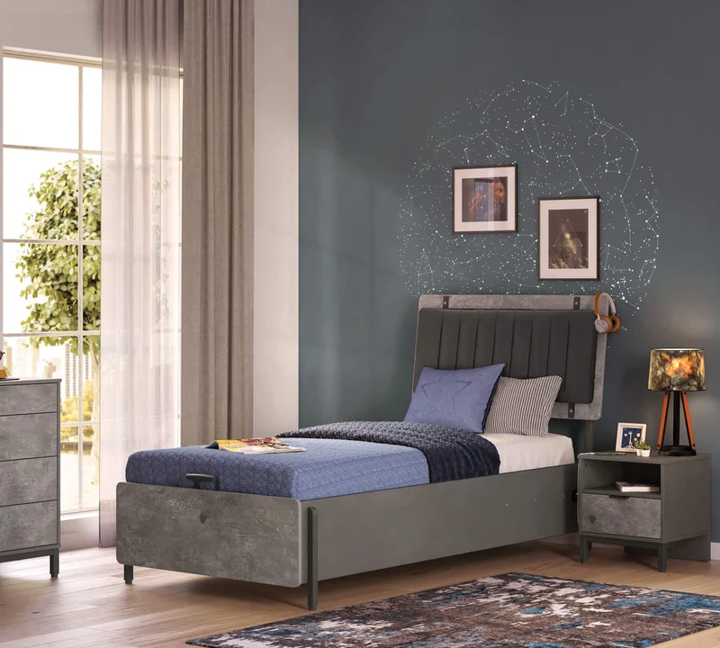 Letto Space Gray 100x200 cm e 120x200 cm Con USB e Design Moderno per Comfort e Stile Innovativo